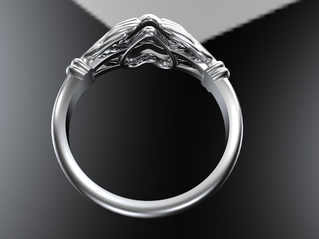 Heart and hands ring 3D print model_3