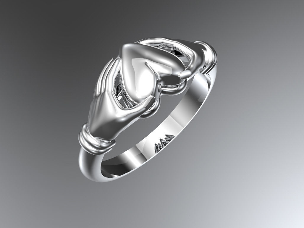 Heart and hands ring 3D print model_1
