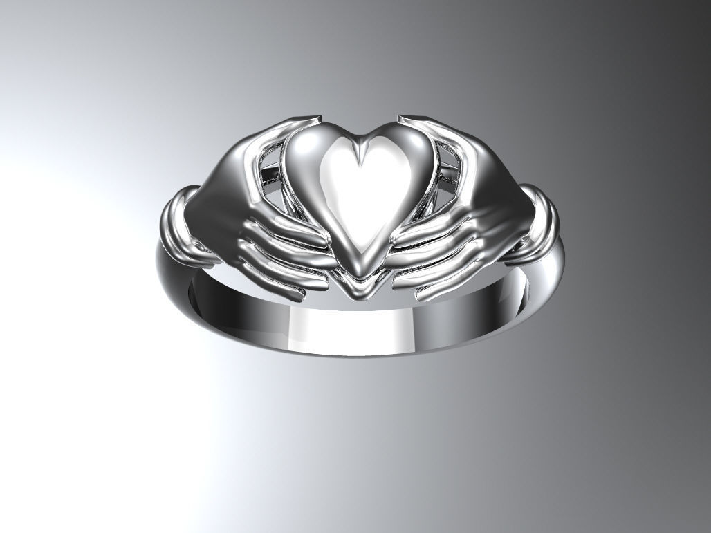 Heart and hands ring 3D print model_2