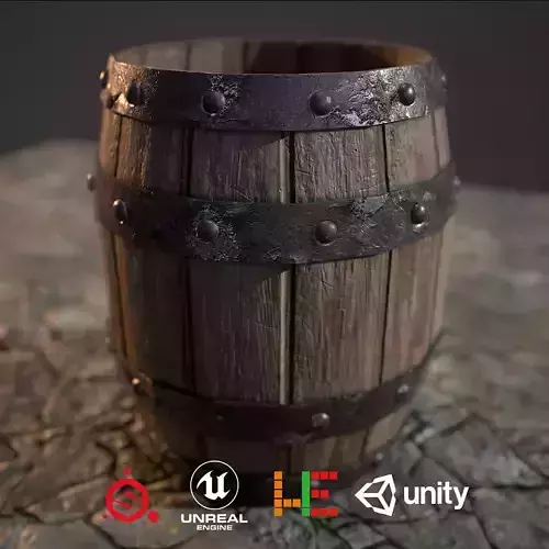 HIE Game Ready Wine Barrel D180323 Low-poly 3D model