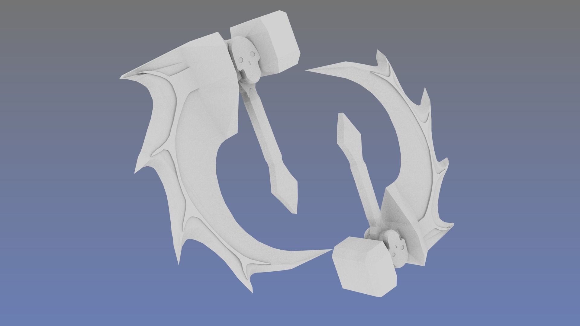 AM 3D Skull Basher no texture Low-poly 3D model_3