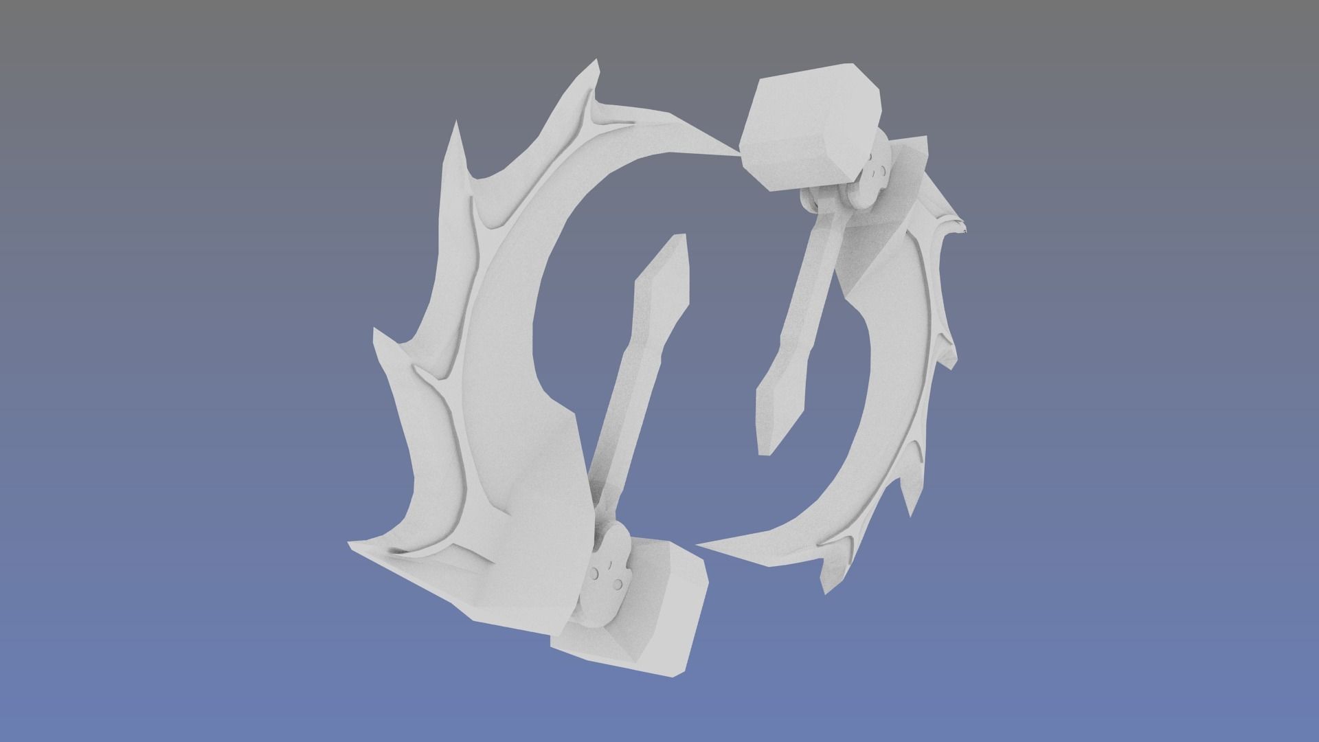 AM 3D Skull Basher no texture Low-poly 3D model_2