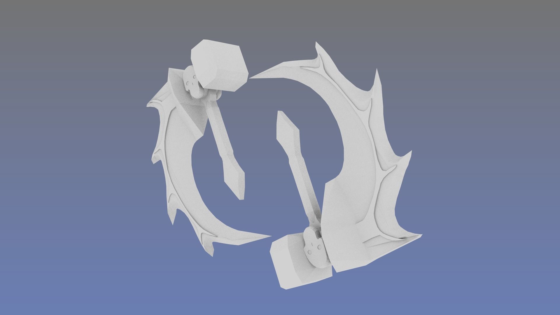 AM 3D Skull Basher no texture Low-poly 3D model_1