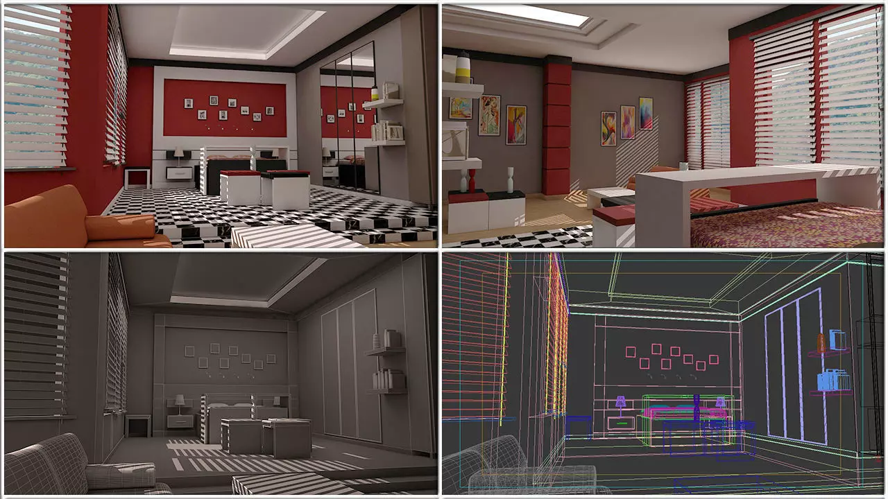 3D room with Seating Model 3D model_0