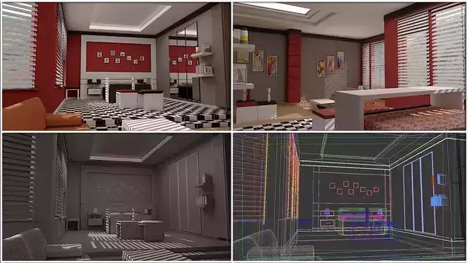3D room with Seating Model 3D model