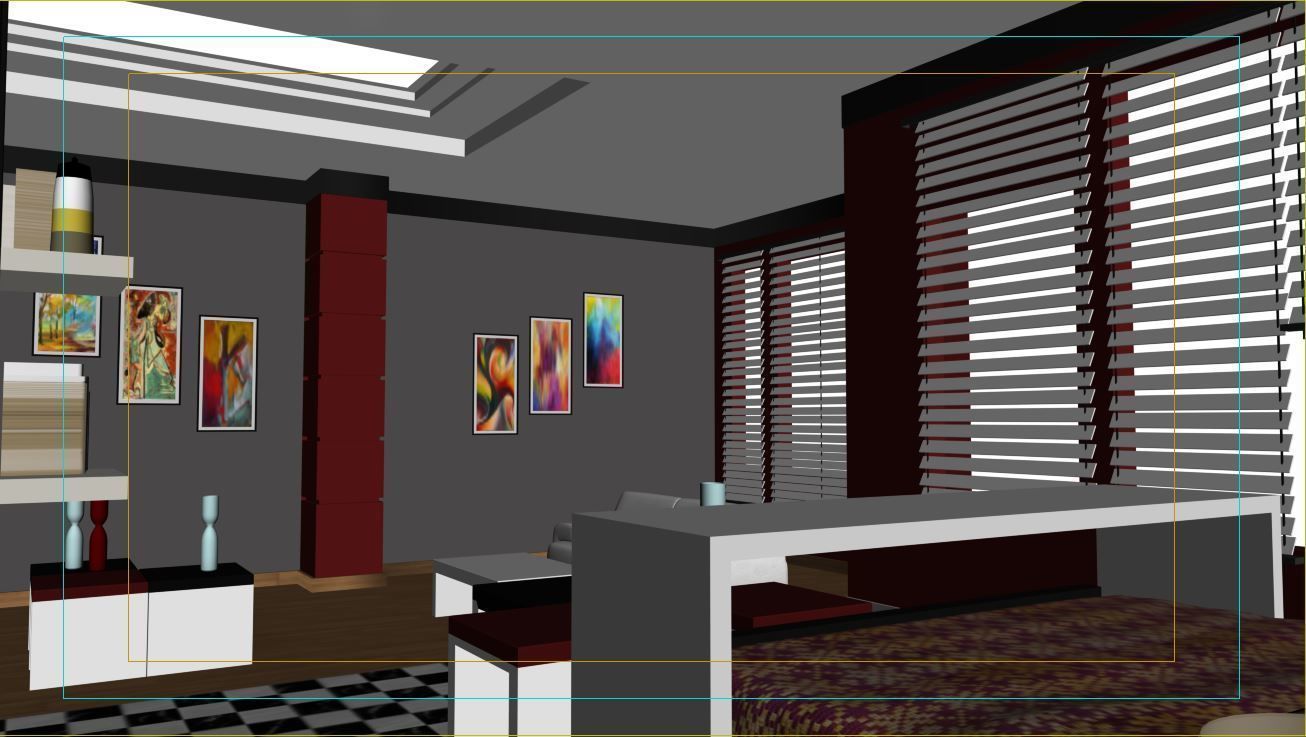 3D room with Seating Model 3D model_3