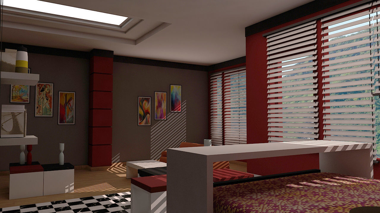3D room with Seating Model 3D model_4