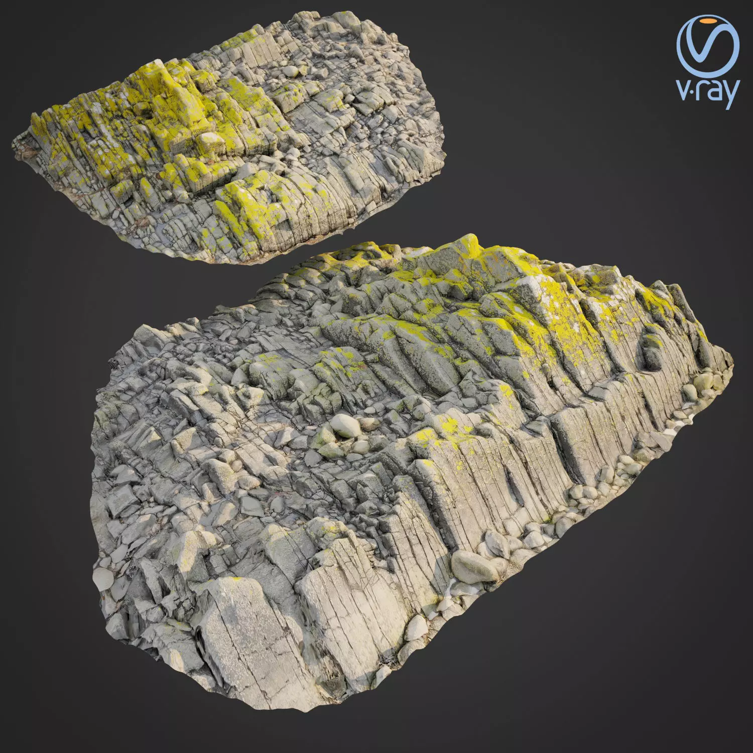 3d scanned rock cliff R 3D model_0