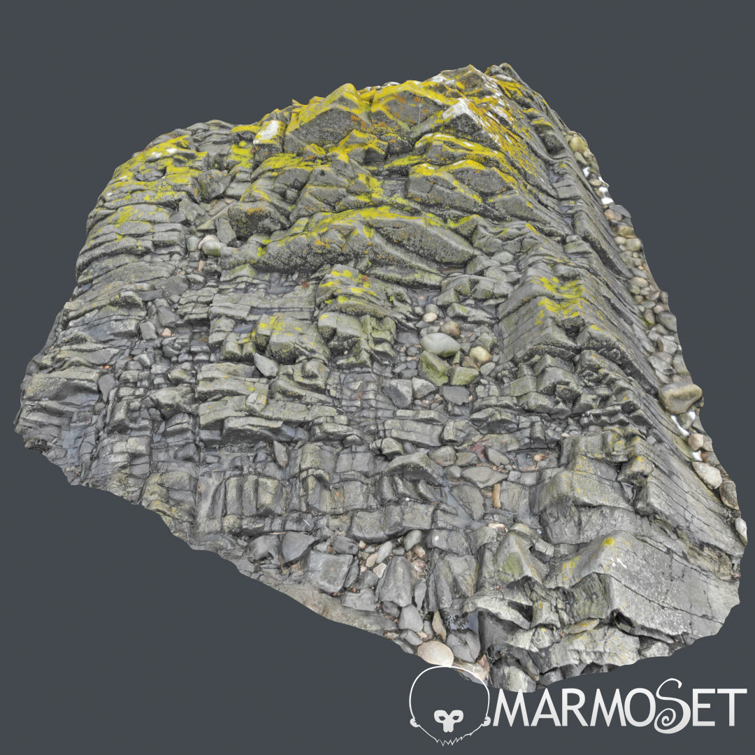 3d scanned rock cliff R 3D model_3