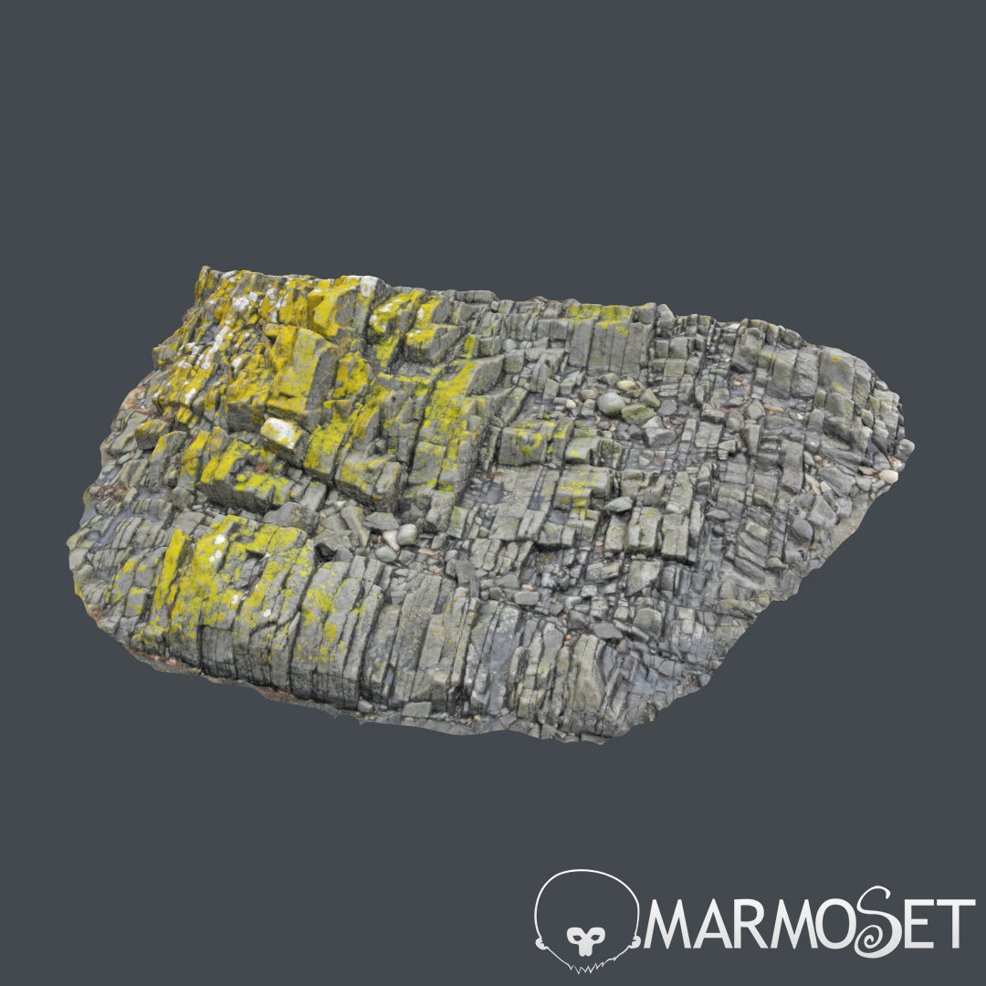 3d scanned rock cliff R 3D model_2