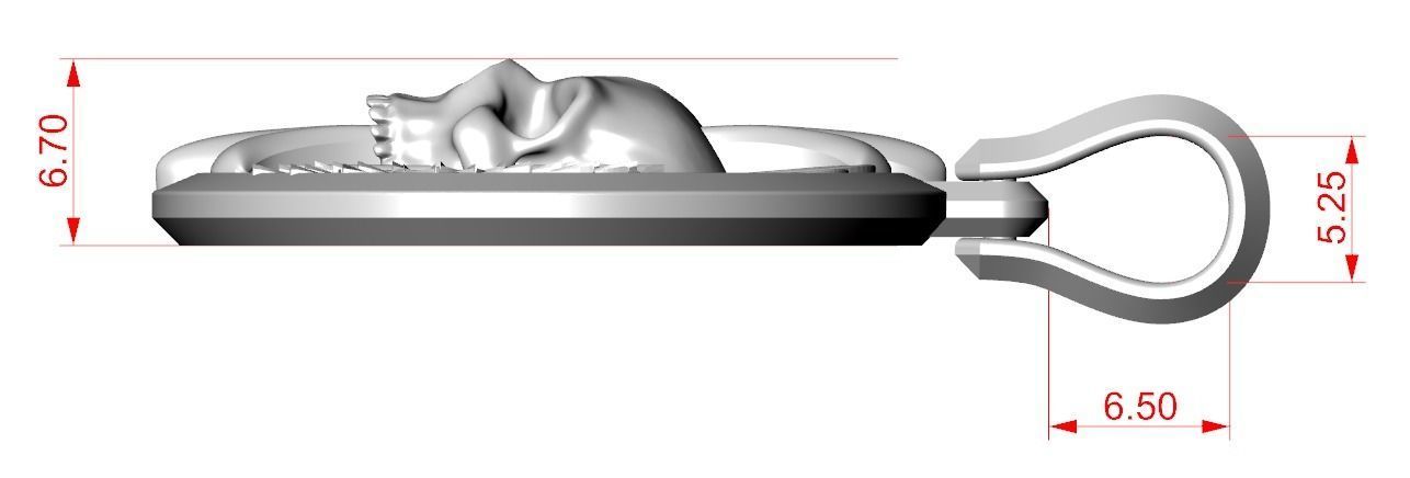 Pendant skull with wings for bikers 335 3D print model_15