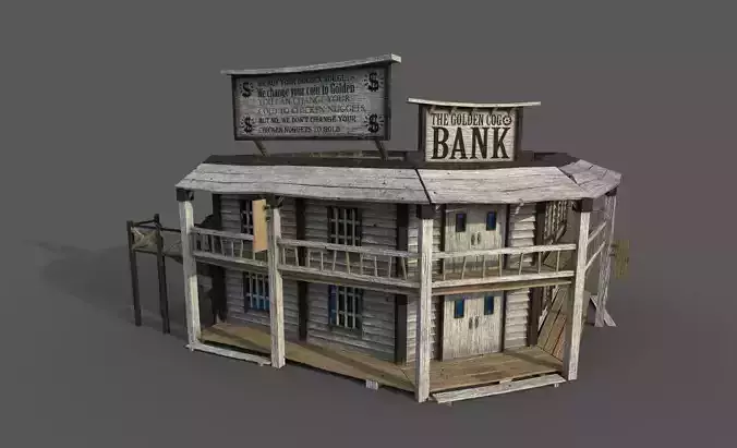 Western Bank Low-poly 3D model