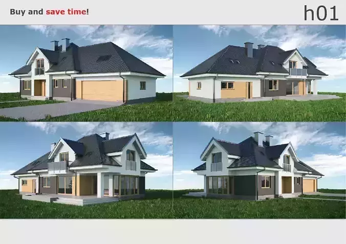 House 01C2 Low-poly 3D model