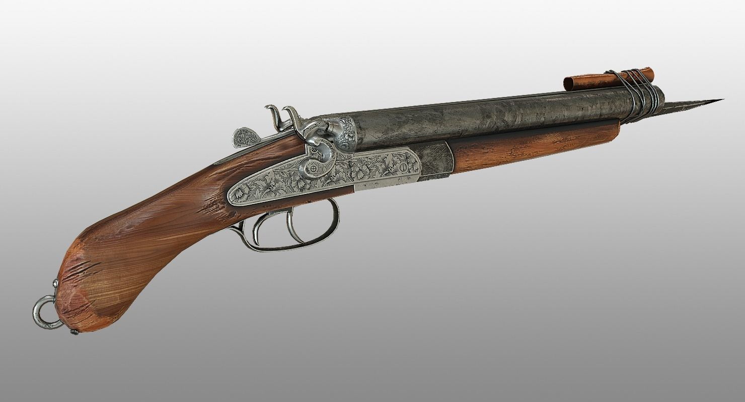 Zombie Hunter Sawed-off Shotgun Low-poly 3D model_1