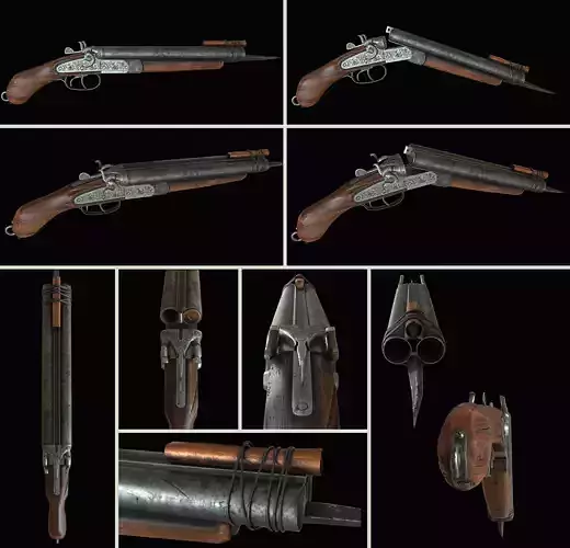 Zombie Hunter Sawed-off Shotgun Low-poly 3D model
