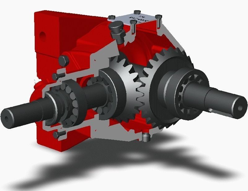 Single-stage conical reducer 1x125 Free 3D model_0