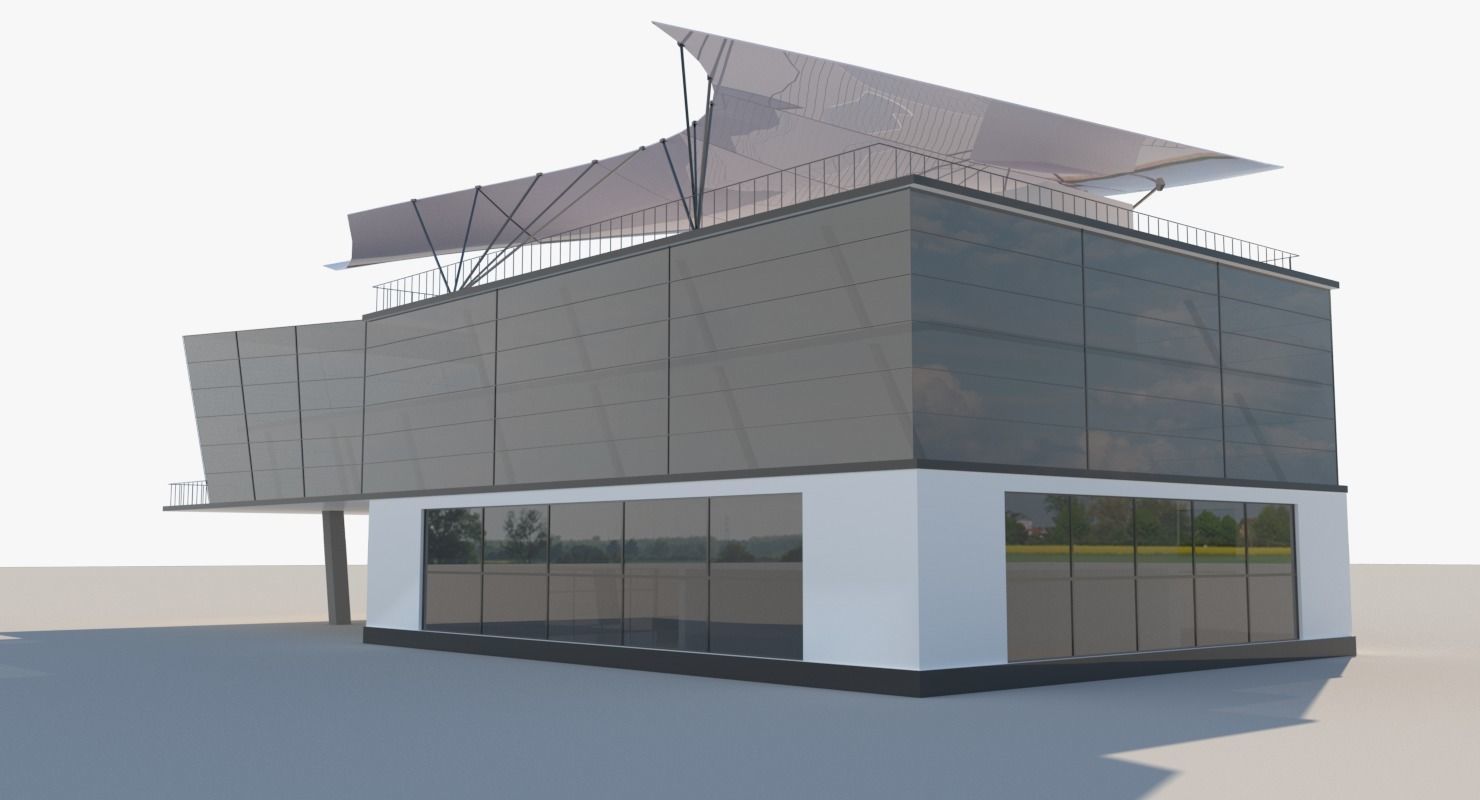 Modern Glass Shoping Mall Low-poly 3D model_4