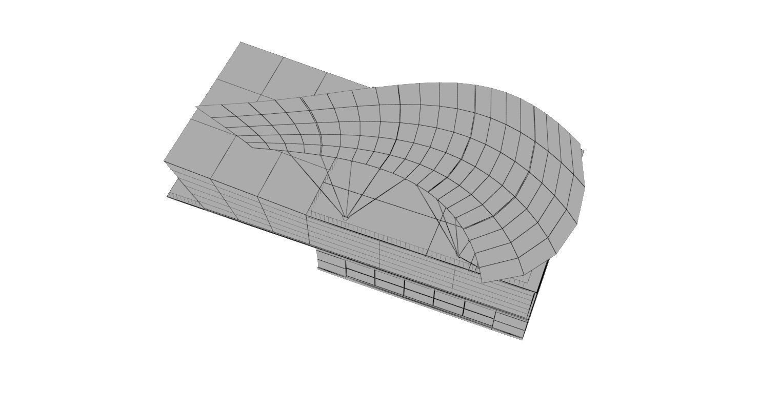 Modern Glass Shoping Mall Low-poly 3D model_11