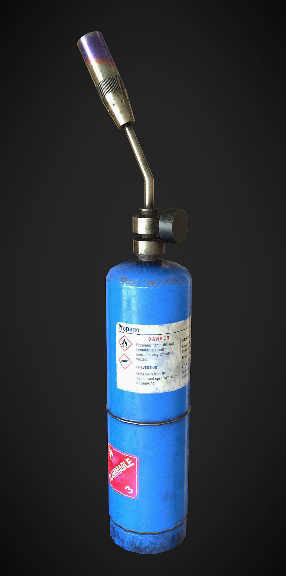 Hand held propane torch Free low-poly 3D model_1