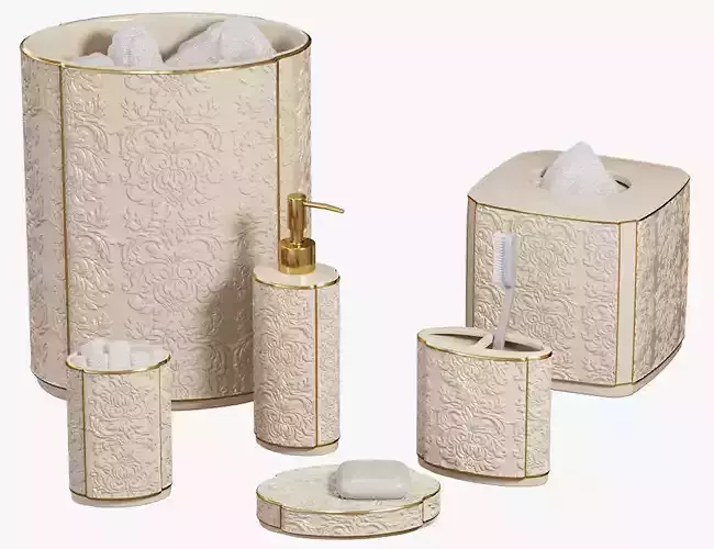 Furla Cream Damask Ceramic Bath Accessories