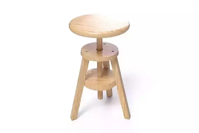 Tabouret wooden stool with three legs
