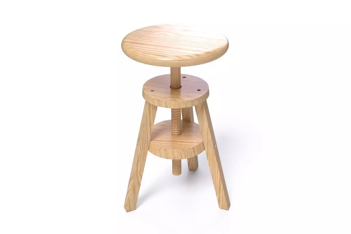 Tabouret wooden stool with three legs Free 3D model