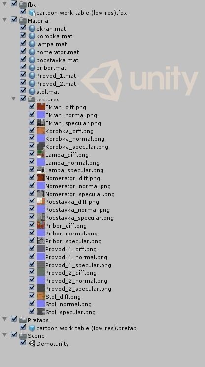 Cartoon work table Low-poly 3D model_11