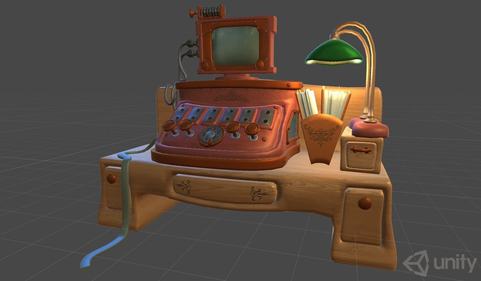 Cartoon work table Low-poly 3D model_5