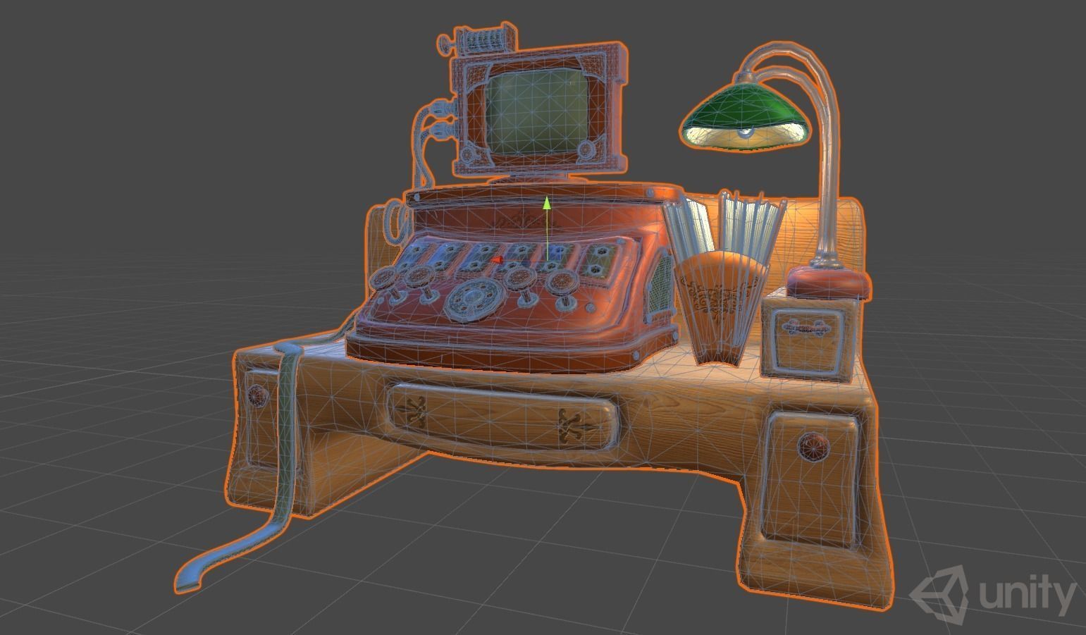 Cartoon work table Low-poly 3D model_8