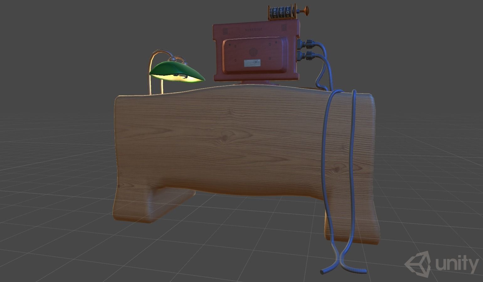 Cartoon work table Low-poly 3D model_7