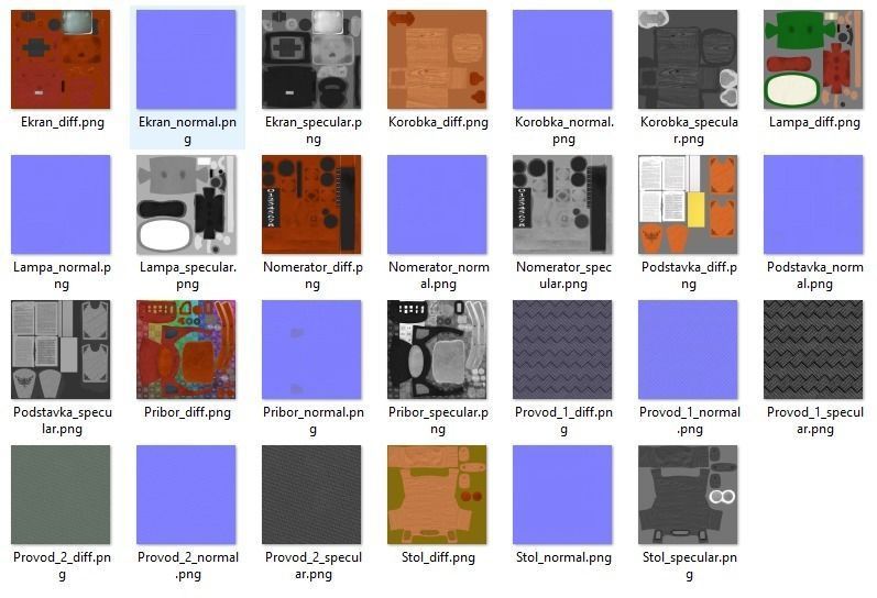 Cartoon work table Low-poly 3D model_10