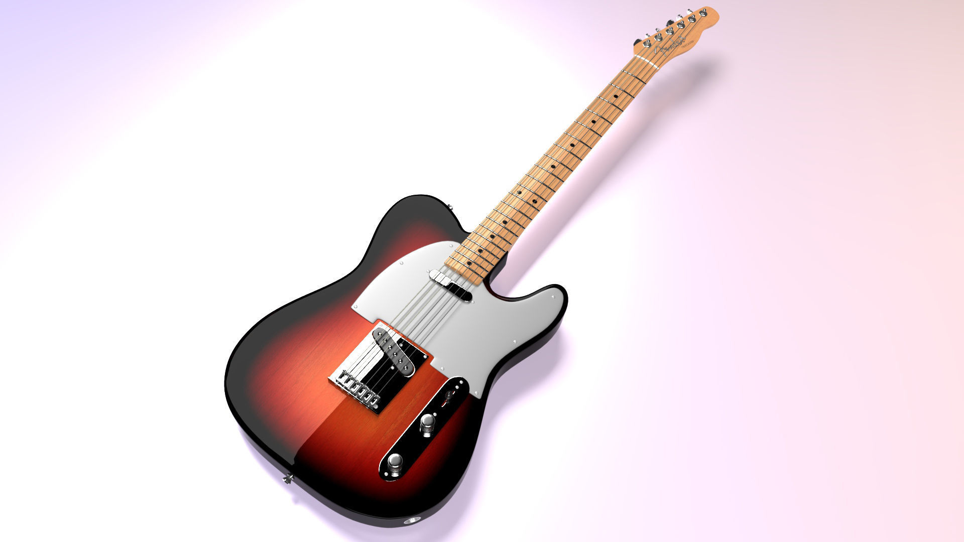 Fender Telecaster 1966 Low-poly 3D model_1