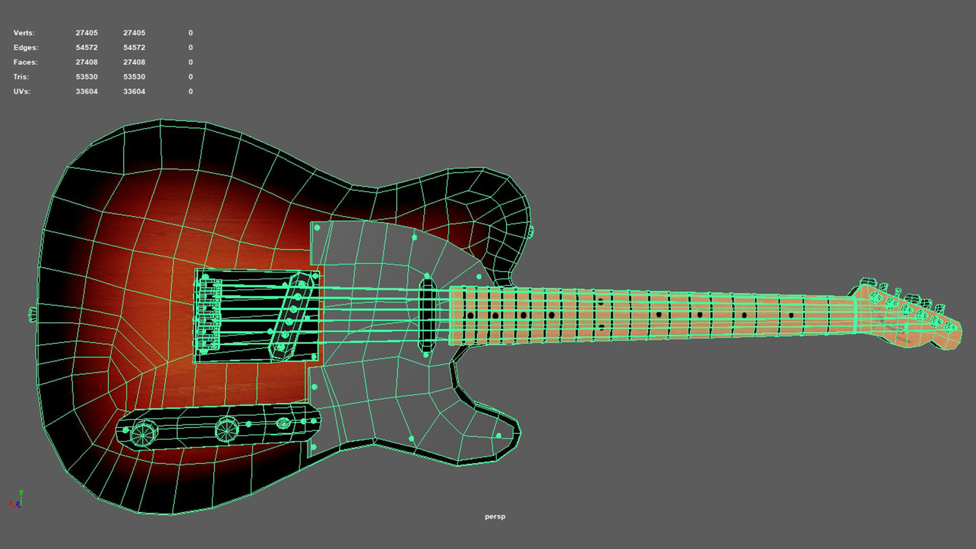 Fender Telecaster 1966 Low-poly 3D model_10