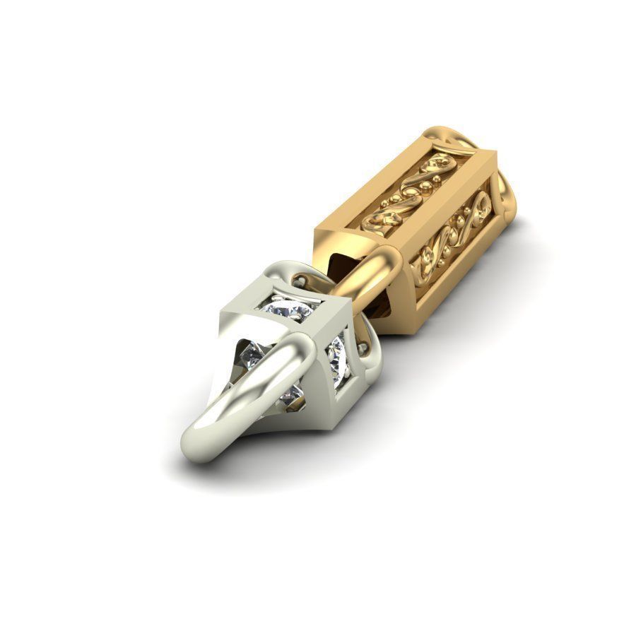 Chain square with a pattern and diamonds 3D print model_2