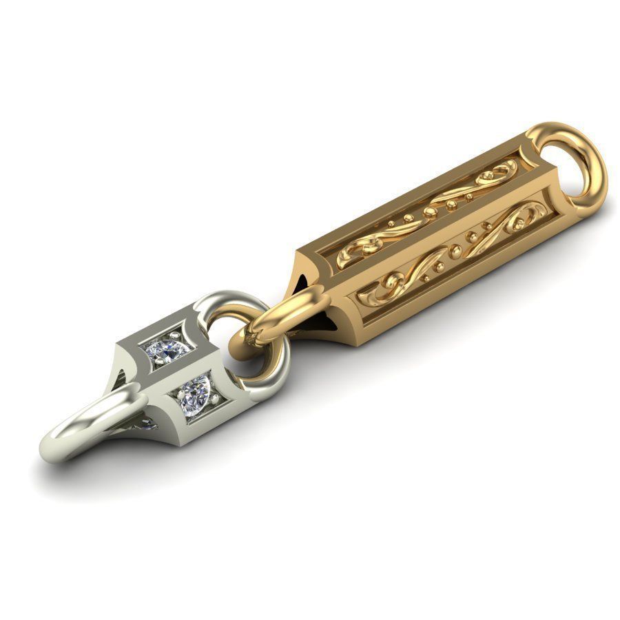 Chain square with a pattern and diamonds 3D print model_1