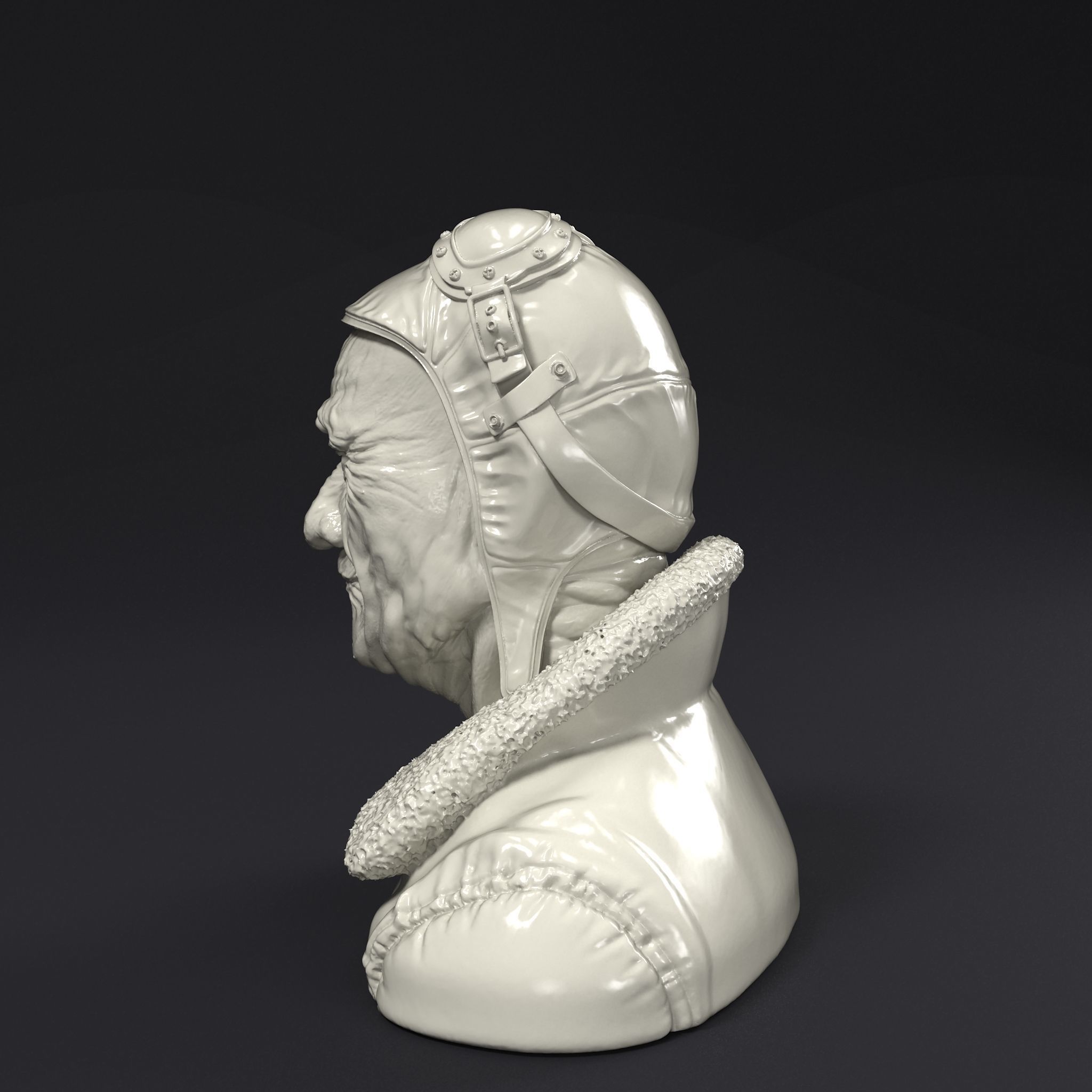 Steampunk pilot head 3D print model_3