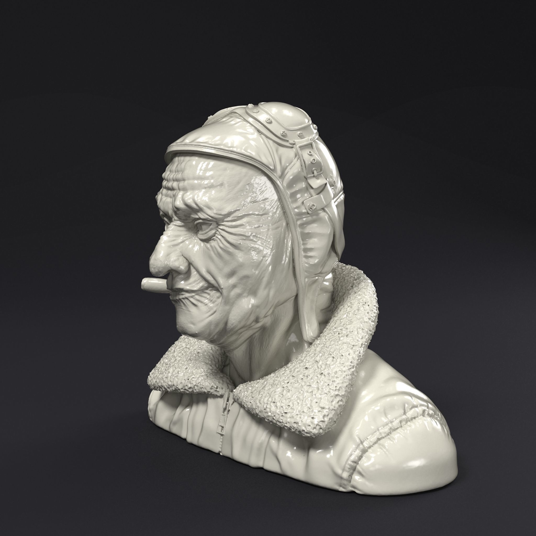 Steampunk pilot head 3D print model_4