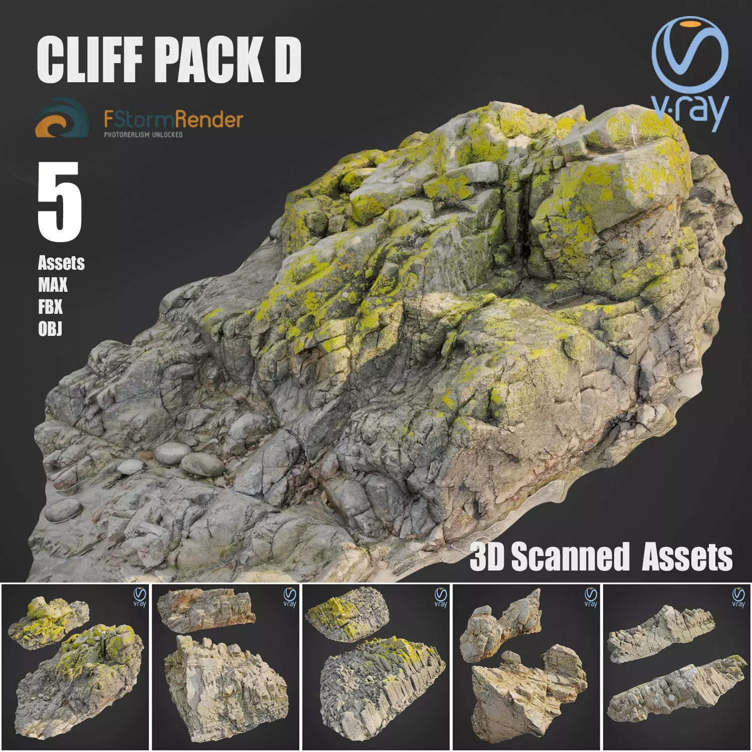 Cliff pack D bundle 3D model_0