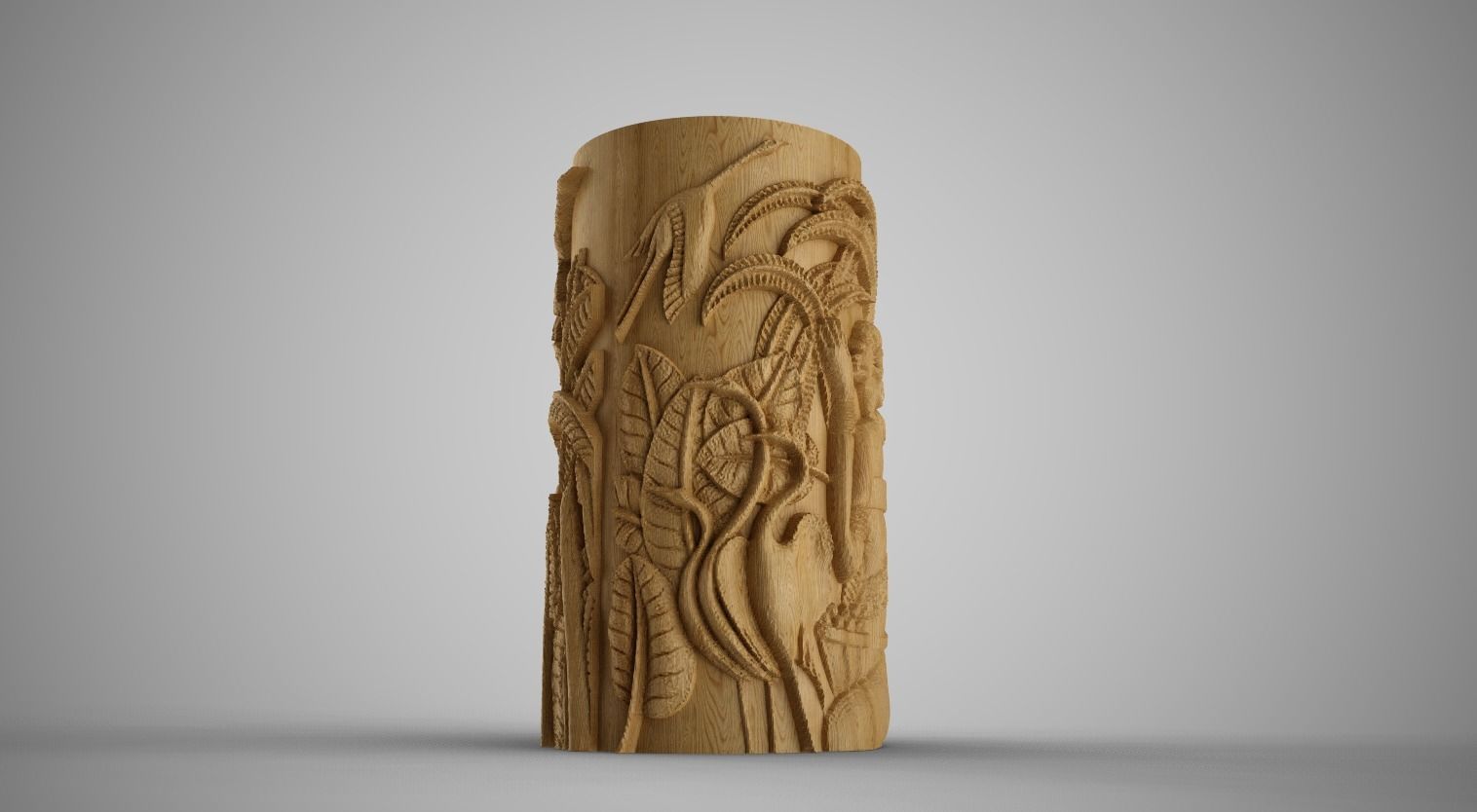 Hieroglyphic relief Cylinder Box 3D print model_1