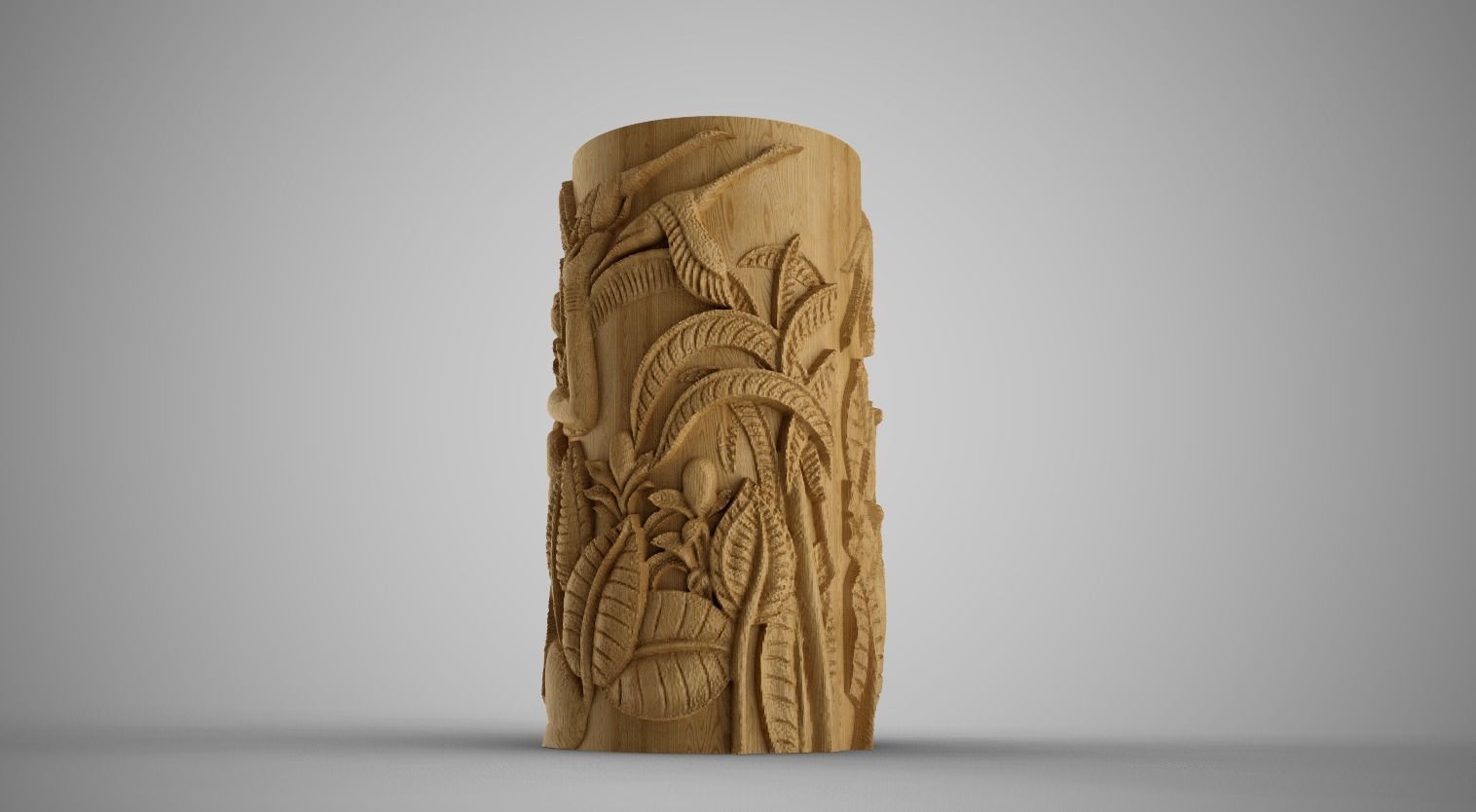 Hieroglyphic relief Cylinder Box 3D print model_7