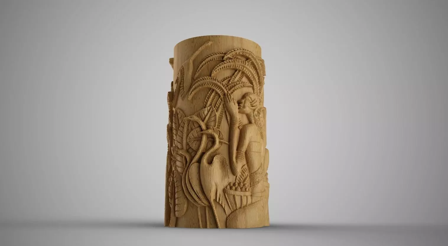 Hieroglyphic relief Cylinder Box 3D print model_0