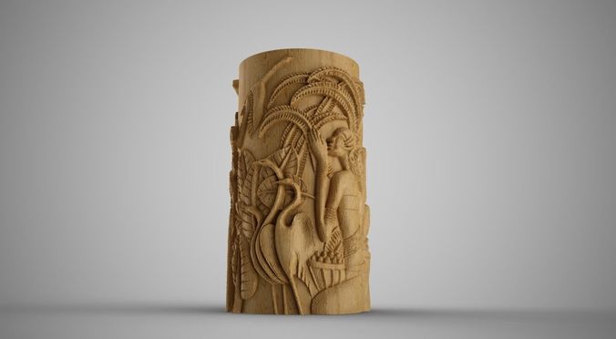 Hieroglyphic relief Cylinder Box 3D print model