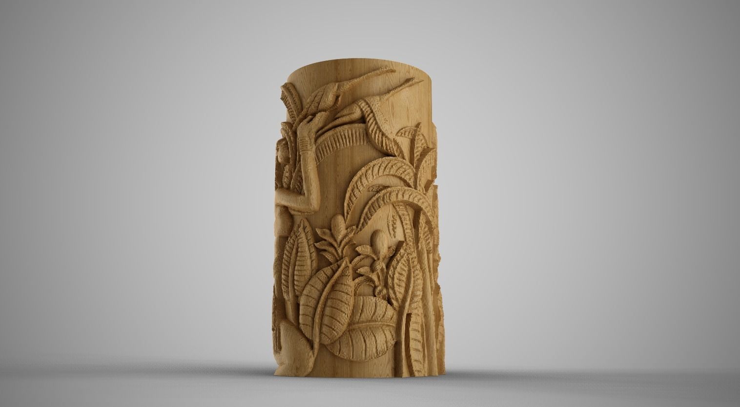 Hieroglyphic relief Cylinder Box 3D print model_9