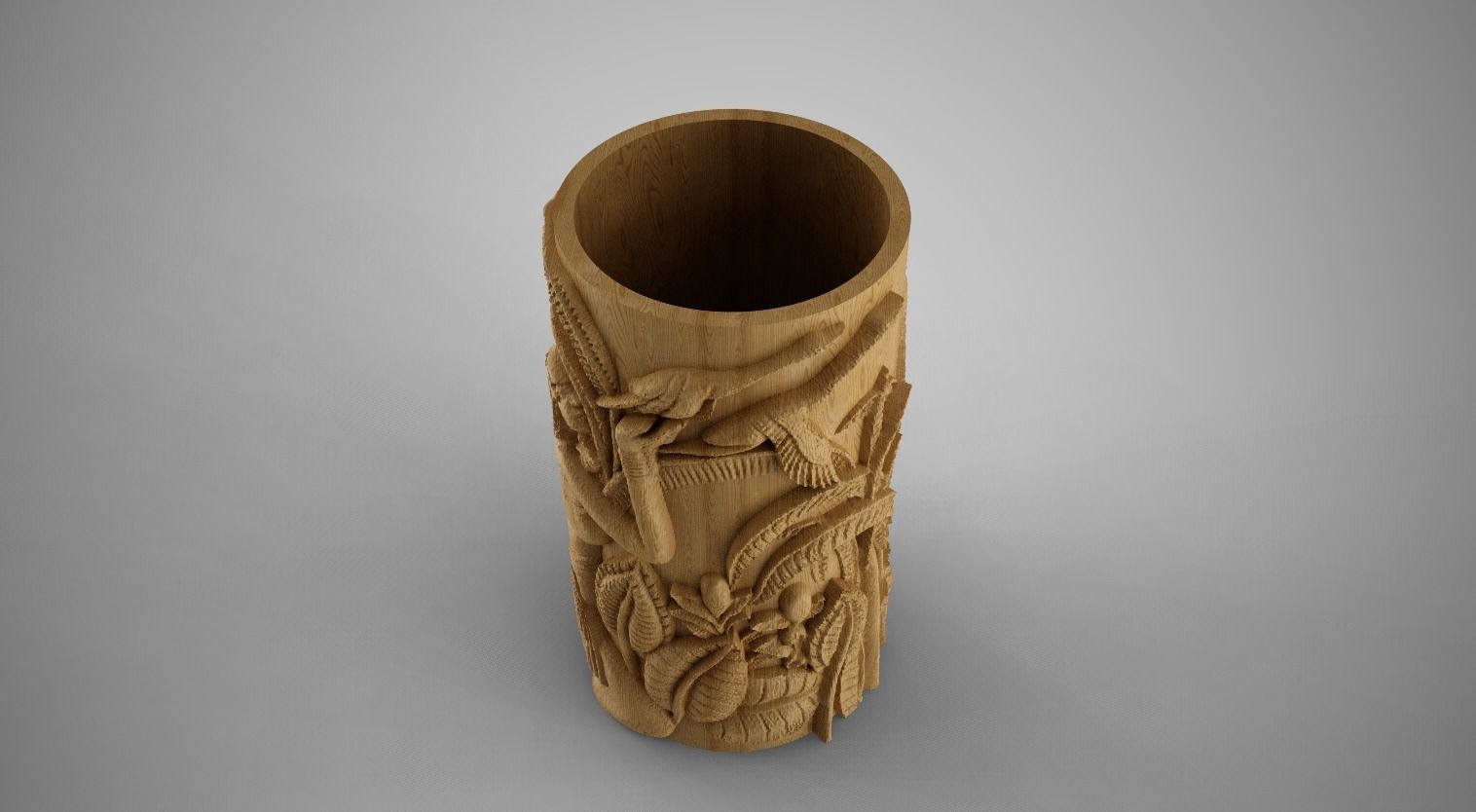 Hieroglyphic relief Cylinder Box 3D print model_11