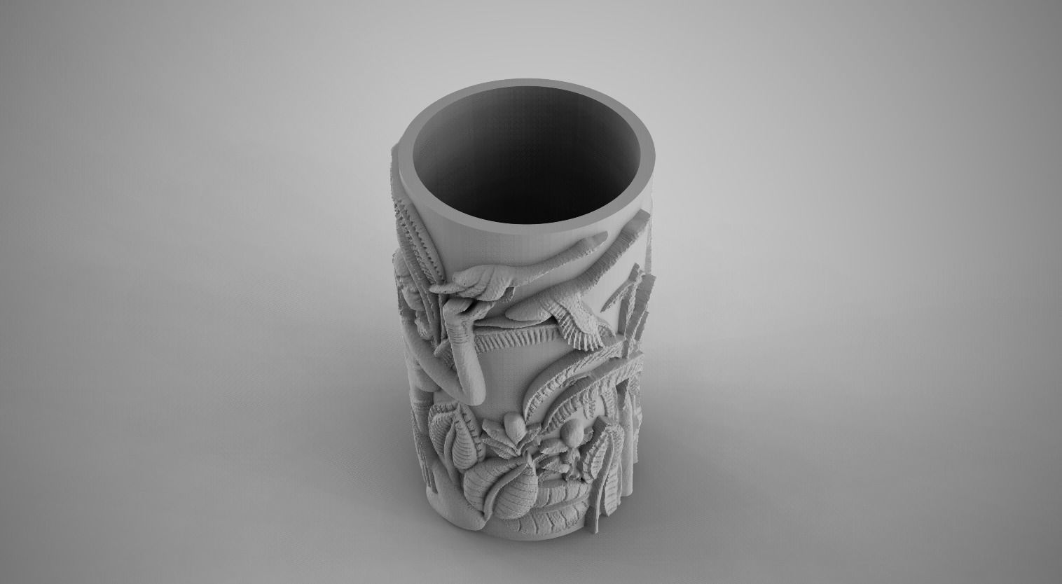 Hieroglyphic relief Cylinder Box 3D print model_10