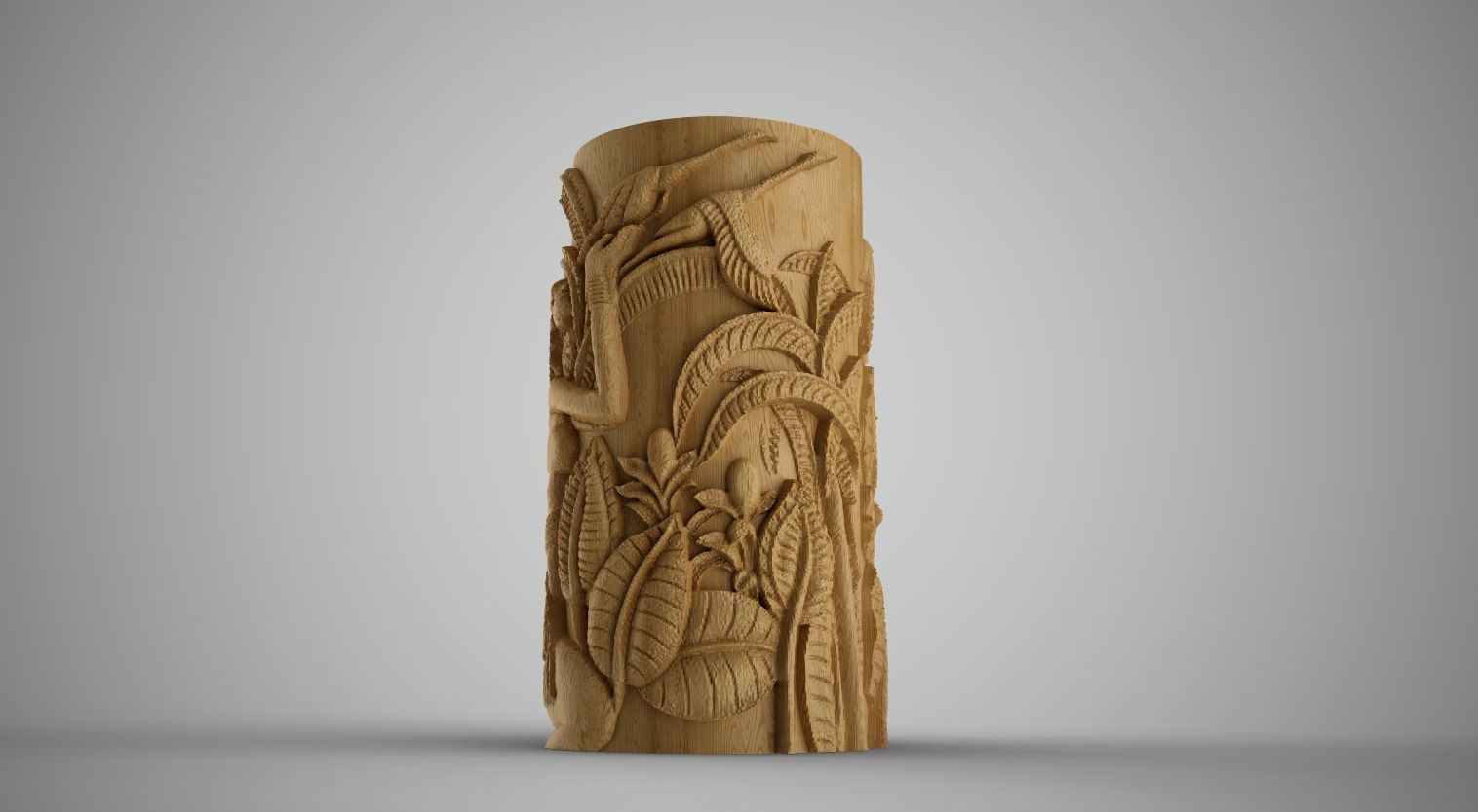 Hieroglyphic relief Cylinder Box 3D print model_8