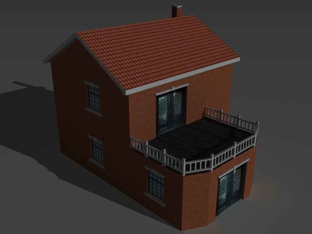 House Collection Set 3 with balcony Low-poly 3D model_2