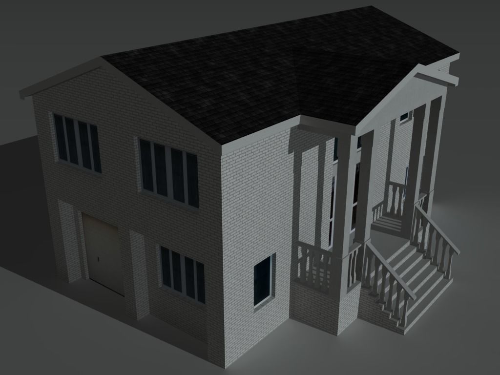 House Collection Set 3 with balcony Low-poly 3D model_9