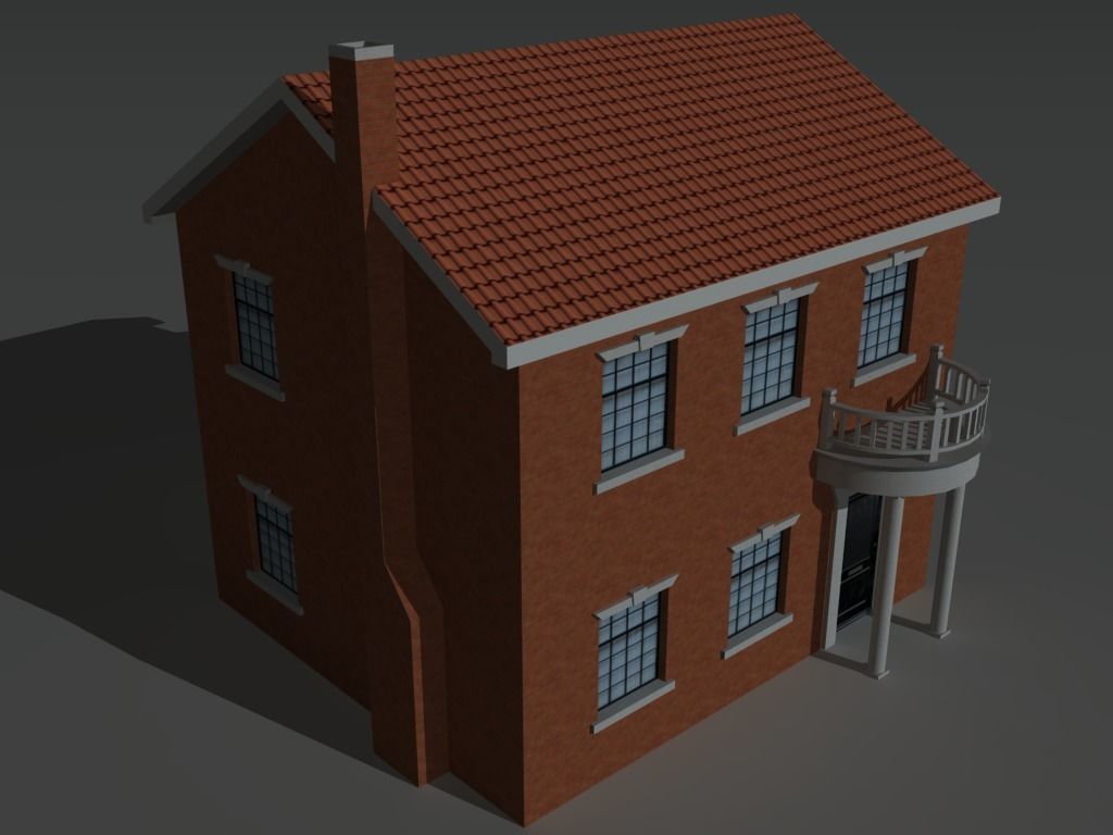 House Collection Set 3 with balcony Low-poly 3D model_4