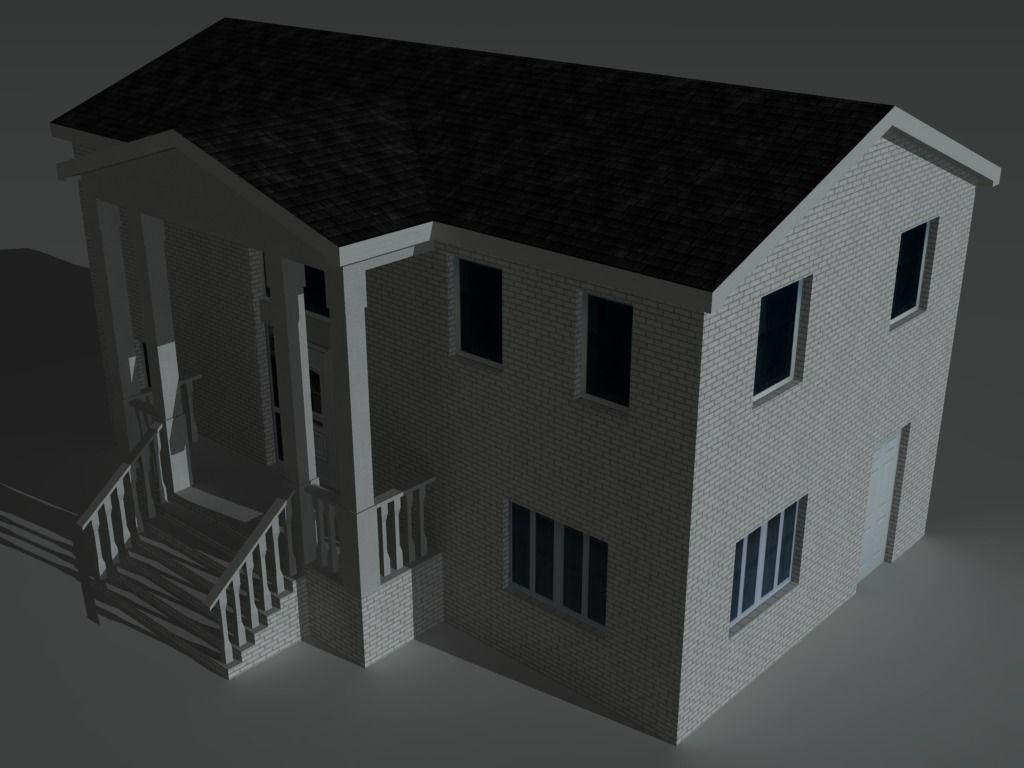 House Collection Set 3 with balcony Low-poly 3D model_6